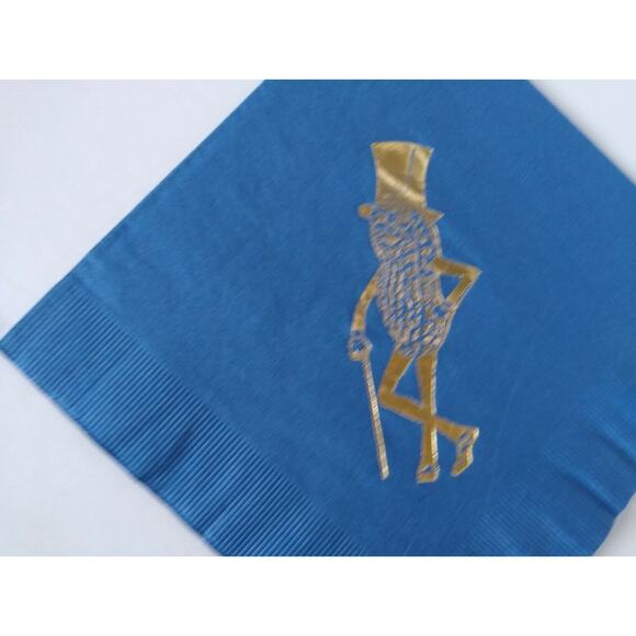Mr Peanut Napkins Yellow Blue Paper Cocktail Dinner Planters Set Of 2 Vintage - Picture 3 of 5
